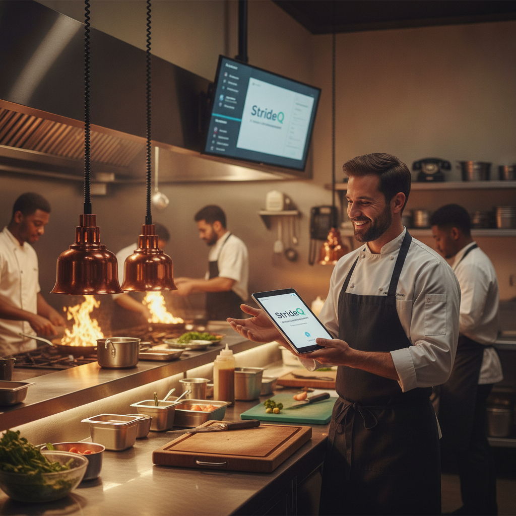 Smiling chef uses — ai phone ordering